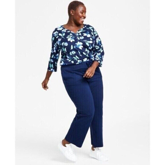 Karen Scott Plus Size Navy Knit Drawstring Sweat Pants /Joggers NWT - Picture 3 of 7